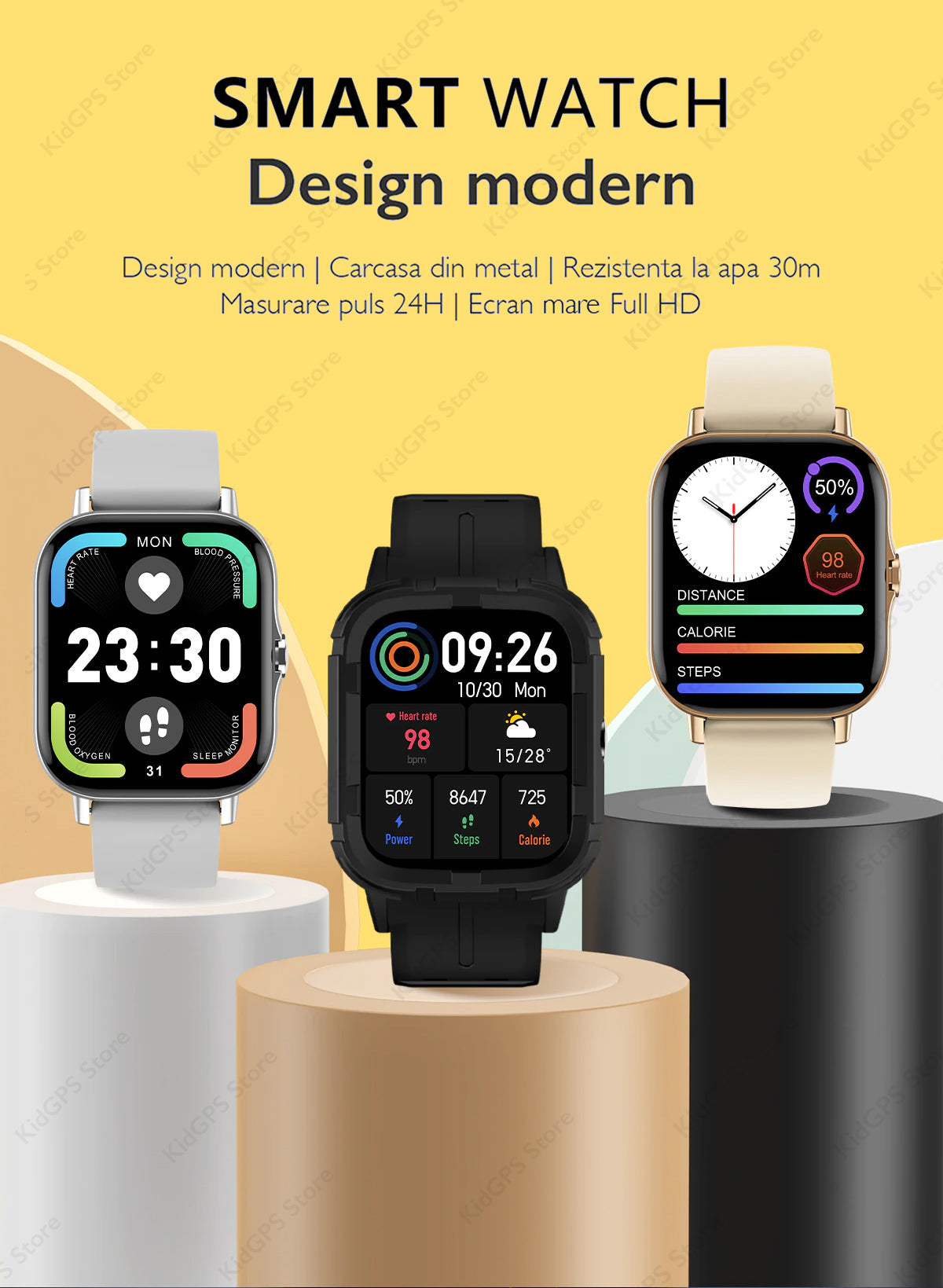 Ceas smartwatch femei TechON DT94 Plus+, Auriu Ceas smartwatch femei TechON DT94 Plus+, Auriu